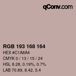 Color code: RGB 193 168 164 | qconv.com