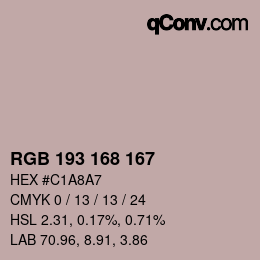 カラーコード: RGB 193 168 167 | qconv.com