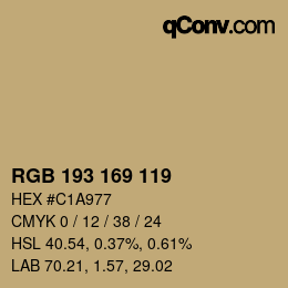 Código de color: RGB 193 169 119 | qconv.com