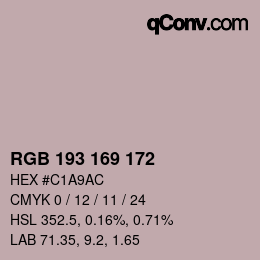 颜色代码: RGB 193 169 172 | qconv.com