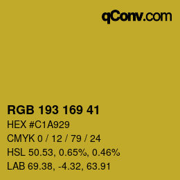 颜色代码: RGB 193 169 41 | qconv.com
