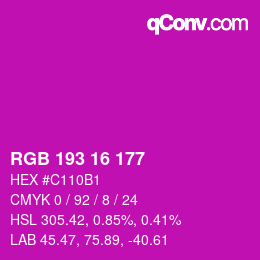 Color code: RGB 193 16 177 | qconv.com