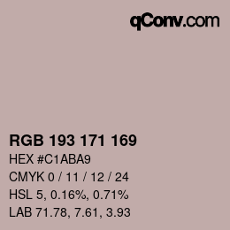 Color code: RGB 193 171 169 | qconv.com
