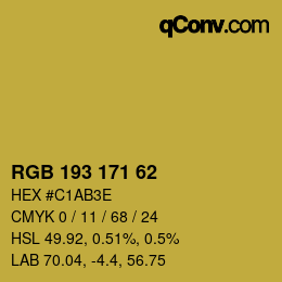 Color code: RGB 193 171 62 | qconv.com