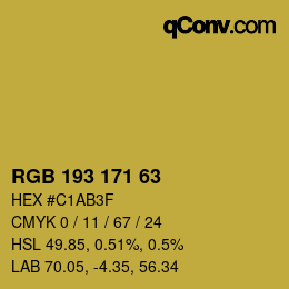 カラーコード: RGB 193 171 63 | qconv.com