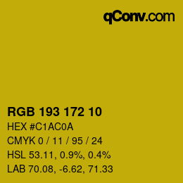 カラーコード: RGB 193 172 10 | qconv.com