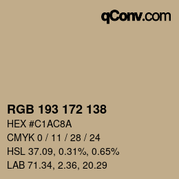 Color code: RGB 193 172 138 | qconv.com