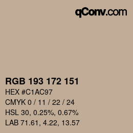 Color code: RGB 193 172 151 | qconv.com