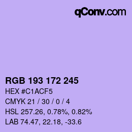 カラーコード: RGB 193 172 245 | qconv.com