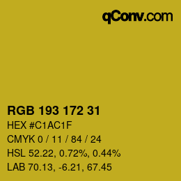 カラーコード: RGB 193 172 31 | qconv.com