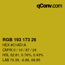 颜色代码: RGB 193 173 26 | qconv.com
