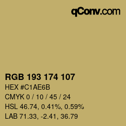 Color code: RGB 193 174 107 | qconv.com