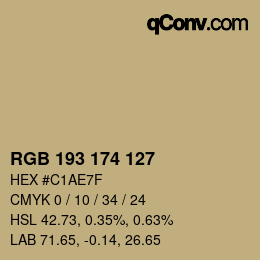 カラーコード: RGB 193 174 127 | qconv.com