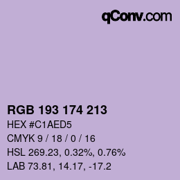 Color code: RGB 193 174 213 | qconv.com