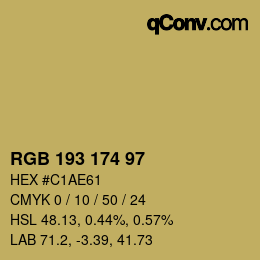 Color code: RGB 193 174 97 | qconv.com