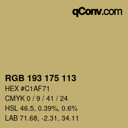 Color code: RGB 193 175 113 | qconv.com