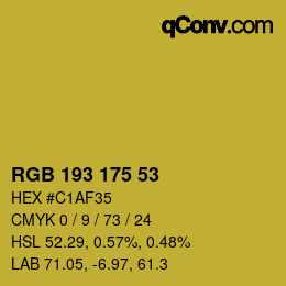カラーコード: RGB 193 175 53 | qconv.com