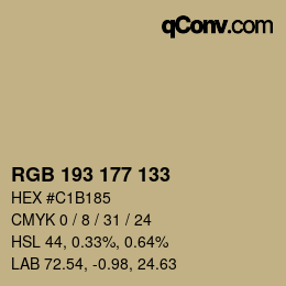 カラーコード: RGB 193 177 133 | qconv.com