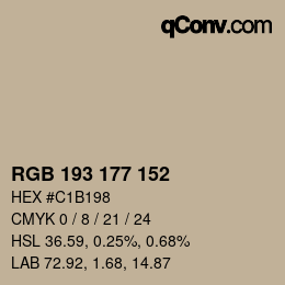 Código de color: RGB 193 177 152 | qconv.com