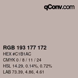 カラーコード: RGB 193 177 172 | qconv.com