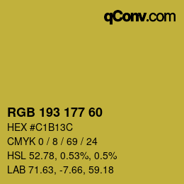 Color code: RGB 193 177 60 | qconv.com