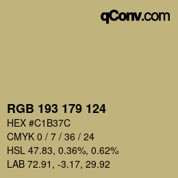 Color code: RGB 193 179 124 | qconv.com