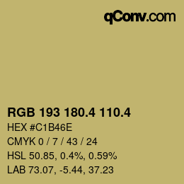 カラーコード: RGB 193 180.4 110.4 | qconv.com