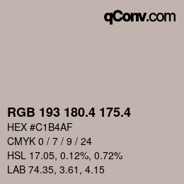 カラーコード: RGB 193 180.4 175.4 | qconv.com
