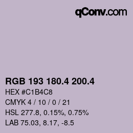 カラーコード: RGB 193 180.4 200.4 | qconv.com