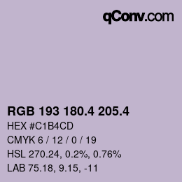カラーコード: RGB 193 180.4 205.4 | qconv.com