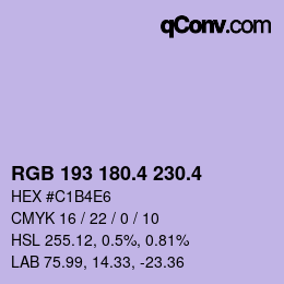 カラーコード: RGB 193 180.4 230.4 | qconv.com