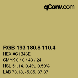 カラーコード: RGB 193 180.8 110.4 | qconv.com