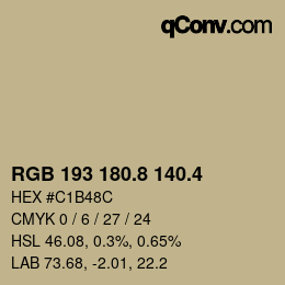 カラーコード: RGB 193 180.8 140.4 | qconv.com