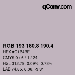 カラーコード: RGB 193 180.8 190.4 | qconv.com