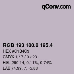 カラーコード: RGB 193 180.8 195.4 | qconv.com