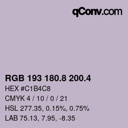 カラーコード: RGB 193 180.8 200.4 | qconv.com