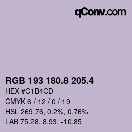 カラーコード: RGB 193 180.8 205.4 | qconv.com