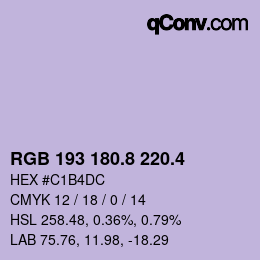 カラーコード: RGB 193 180.8 220.4 | qconv.com