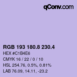 カラーコード: RGB 193 180.8 230.4 | qconv.com