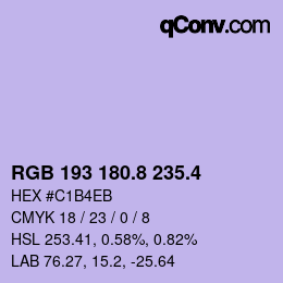 カラーコード: RGB 193 180.8 235.4 | qconv.com
