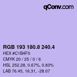 カラーコード: RGB 193 180.8 240.4 | qconv.com