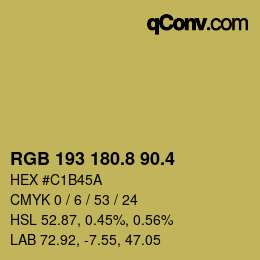 カラーコード: RGB 193 180.8 90.4 | qconv.com