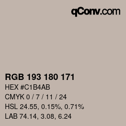 Color code: RGB 193 180 171 | qconv.com