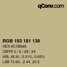 カラーコード: RGB 193 181 138 | qconv.com