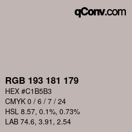 Color code: RGB 193 181 179 | qconv.com