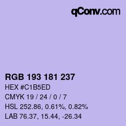 Color code: RGB 193 181 237 | qconv.com