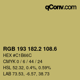 カラーコード: RGB 193 182.2 108.6 | qconv.com