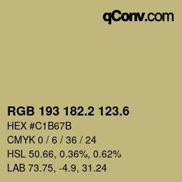 カラーコード: RGB 193 182.2 123.6 | qconv.com