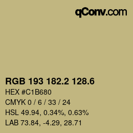カラーコード: RGB 193 182.2 128.6 | qconv.com