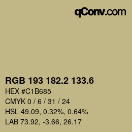 カラーコード: RGB 193 182.2 133.6 | qconv.com